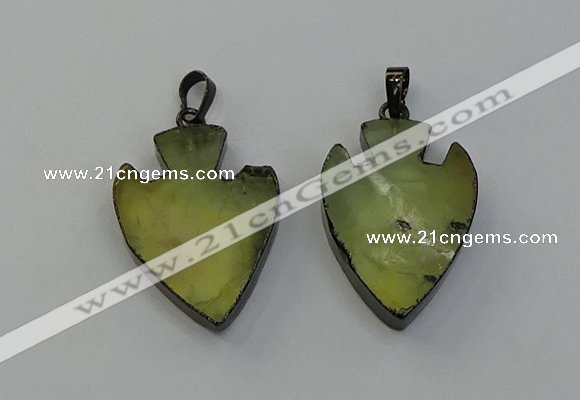 NGP6456 22*28mm - 25*35mm arrowhead green rutilated quartz pendants