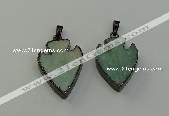 NGP6460 22*28mm - 25*35mm arrowhead amazonite gemstone pendants