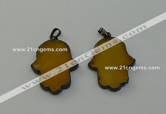 NGP6472 30*40mm hamsahand agate gemstone pendants wholesale