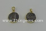 NGP6495 18mm - 20mm coin plated druzy agate pendants wholesale
