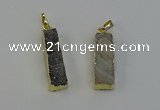 NGP6497 9*35mm - 10*30mm rectangle plated druzy agate pendants