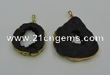 NGP6507 30*40mm - 35*45mm freeform plated druzy agate pendants