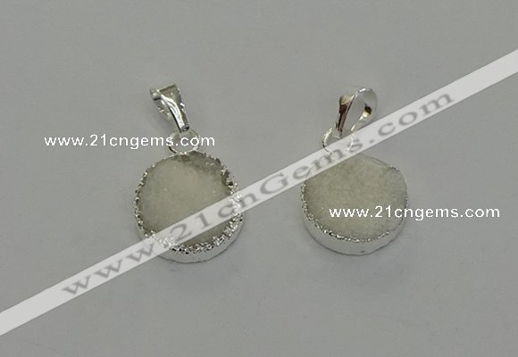 NGP6508 15mm - 16mm coin druzy agate pendants wholesale