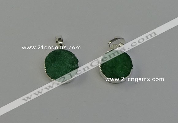 NGP6514 15mm - 16mm coin druzy agate pendants wholesale