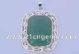 NGP652 5pcs 38*40mm rectangle brass with green aventurine pendants