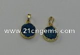 NGP6523 15mm - 16mm coin druzy agate pendants wholesale