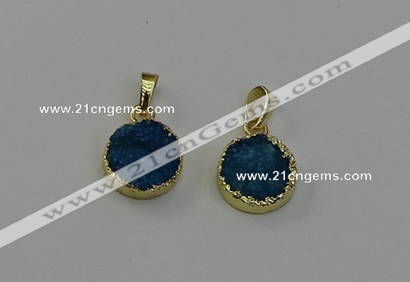 NGP6523 15mm - 16mm coin druzy agate pendants wholesale