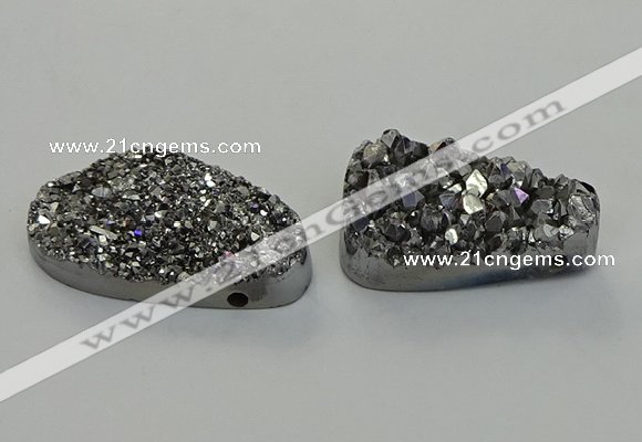 NGP6571 25*40mm - 26*42mm freeform plated druzy agate pendants