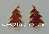 NGP6576 30*40mm - 32*40mm Christmas tree sea sediment jasper pendants