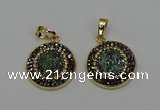 NGP6587 22mm - 22mm coin plated druzy agate gemstone pendants