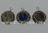 NGP6598 28mm - 30mm flower plated druzy agate gemstone pendants