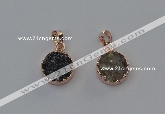 NGP6600 15mm - 16mm coin druzy agate gemstone pendants