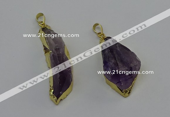 NGP6602 15*50mm - 25*45mm freeform druzy amethyst pendants