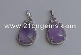 NGP6608 22*30mm faceted teardrop light amethyst gemstone pendants
