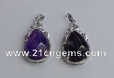 NGP6609 22*30mm faceted teardrop amethyst gemstone pendants