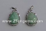 NGP6615 22*30mm faceted teardrop amazonite gemstone pendants