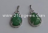 NGP6616 22*30mm faceted teardrop green aventurine gemstone pendants