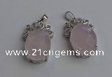 NGP6629 18*25mm faceted oval rose quartz gemstone pendants