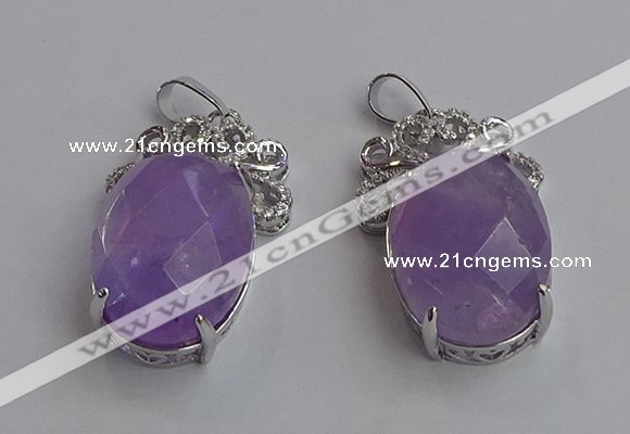 NGP6630 18*25mm faceted oval light amethyst gemstone pendants
