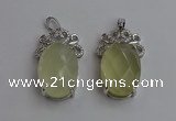 NGP6633 18*25mm faceted oval lemon quartz gemstone pendants