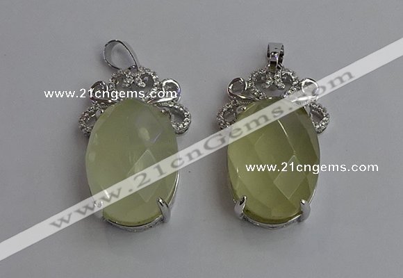 NGP6633 18*25mm faceted oval lemon quartz gemstone pendants