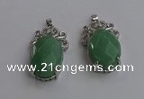 NGP6638 18*25mm faceted oval green aventurine gemstone pendants