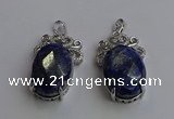 NGP6643 18*25mm faceted oval lapis lazuli gemstone pendants