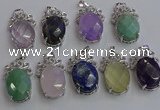 NGP6645 18*25mm faceted oval mixed gemstone pendants wholesale