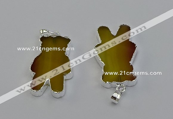 NGP6652 22*38mm Animal or V-shaped agate gemstone pendants