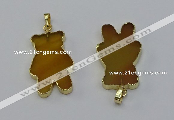 NGP6660 22*38mm Animal or V-shaped agate gemstone pendants