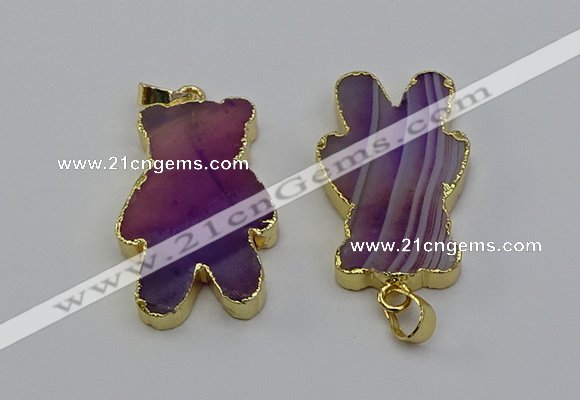 NGP6661 22*38mm Animal or V-shaped agate gemstone pendants