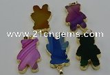 NGP6666 22*38mm Animal or V-shaped agate gemstone pendants