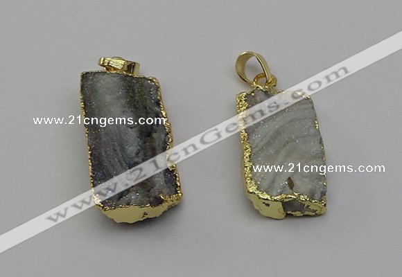 NGP6683 16*28mm - 18*35mm freeform druzy agate pendants