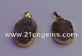 NGP6685 20*30mm - 22*32mm freeform druzy agate gemstone pendants