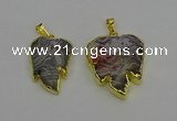 NGP6687 20*25mm - 25*30mm leaf agate gemstone pendants wholesale