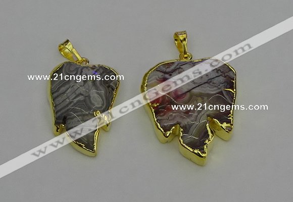 NGP6687 20*25mm - 25*30mm leaf agate gemstone pendants wholesale