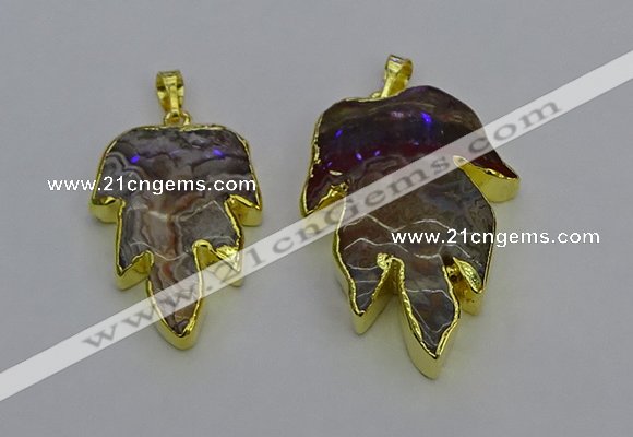 NGP6689 25*30mm - 30*40mm leaf agate gemstone pendants wholesale