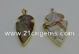 NGP6693 20*35mm - 30*45mm arrowhead agate gemstone pendants