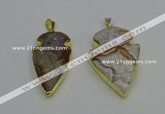 NGP6693 20*35mm - 30*45mm arrowhead agate gemstone pendants