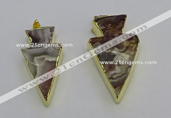 NGP6695 20*40mm - 25*45mm arrowhead agate gemstone pendants