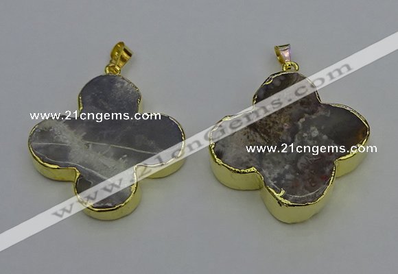 NGP6697 35*35mm - 40*40mm flower agate gemstone pendants