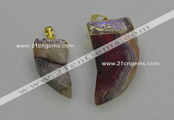 NGP6705 15*30mm - 20*40mm horn agate gemstone pendants