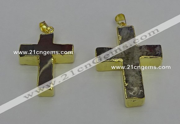 NGP6707 25*30mm - 30*40mm cross agate gemstone pendants