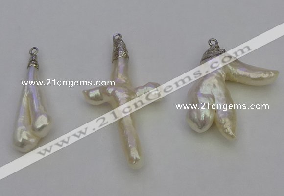 NGP6710 10*25mm - 20*45mm freeform pearl pendants wholesale