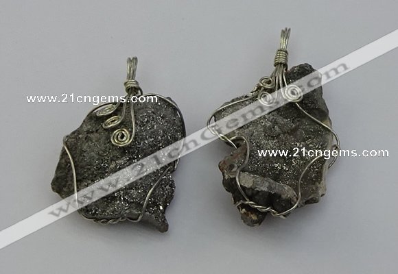 NGP6716 30*40mm - 40*55mm freeform plated druzy agate pendants