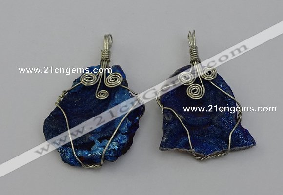 NGP6719 30*40mm - 40*55mm freeform plated druzy agate pendants