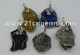 NGP6725 30*40mm - 40*55mm freeform plated druzy agate pendants