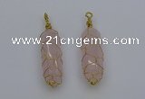 NGP6731 13*40mm sticks rose quartz gemstone pendants wholesale