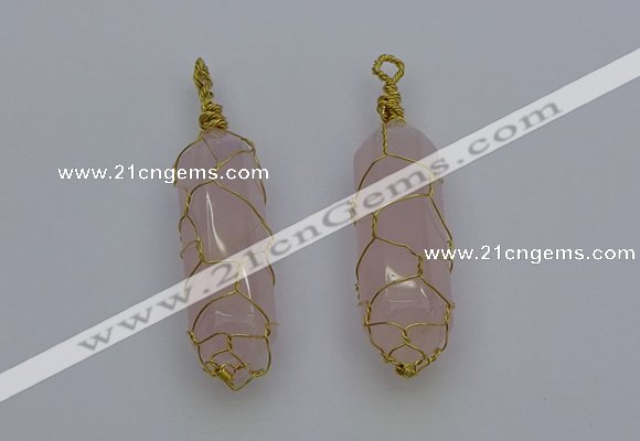 NGP6731 13*40mm sticks rose quartz gemstone pendants wholesale