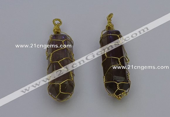 NGP6737 13*40mm sticks smoky quartz gemstone pendants wholesale